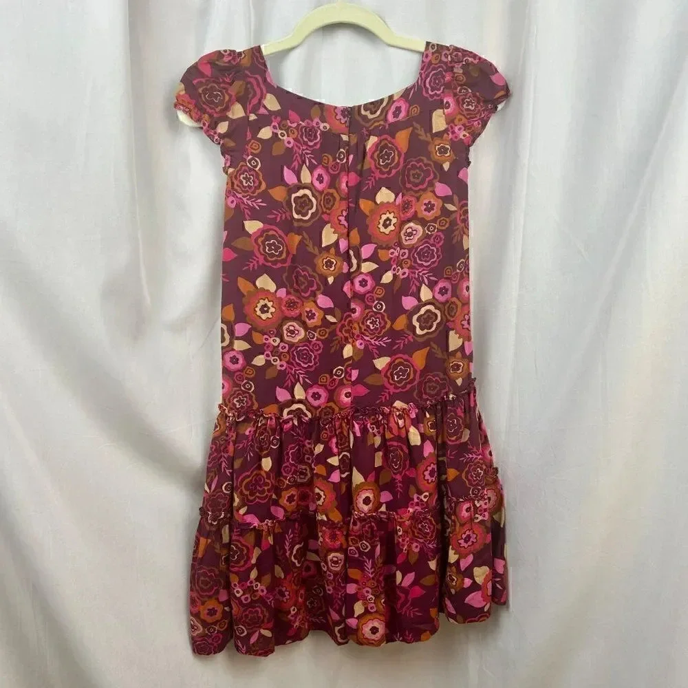 Gap Dress, Drop Waist, Tiered Bottom, Floral Print, Purple, Pink, Size 10, Large
